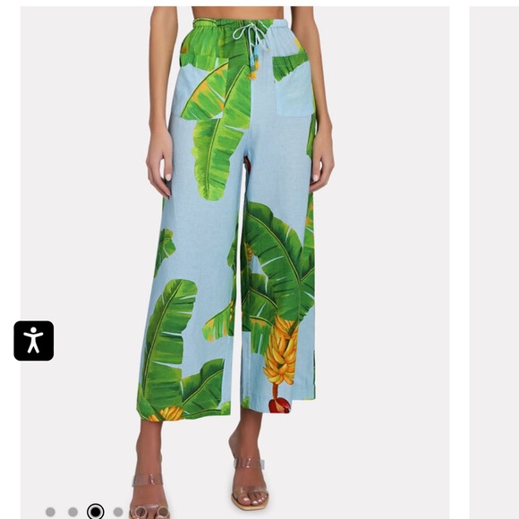 FARM Rio Pants - Farm Rio Fresh Bananas Linen-Blend Cropped Pants